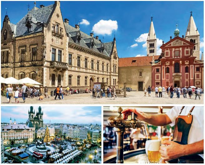 (Clockwise from above) Prague Castle; The Czechs have been brewing beer since the year 993 and their most famous tipple has to be Pilsner, named after the city of Plzen in the west of the country; The Old Town Square in Prague is an historic square