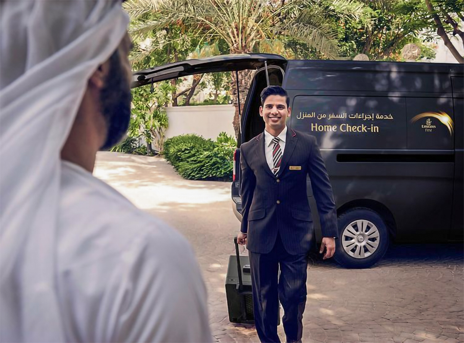 Complimentary home check-in for 1st class customers of Emirates in Dubai & Sharjah