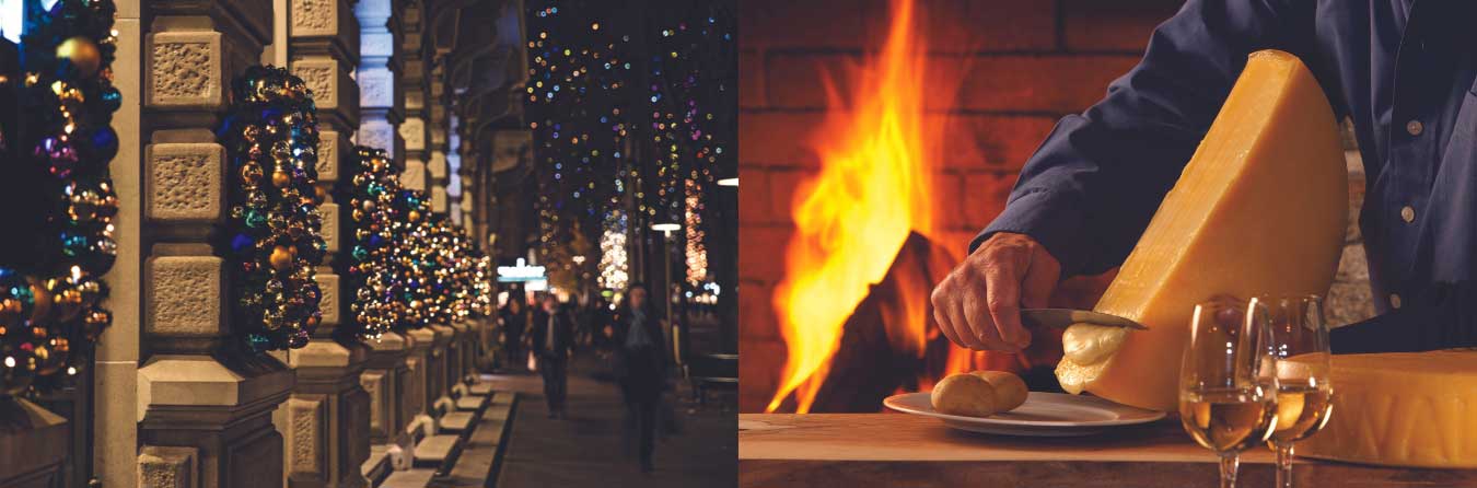 Zurich’s streets are decked up for Christmas all through December; No trip to Switzerland is complete without a traditional meal of raclette
