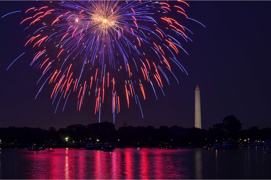the perfect blend of fireworks and nature along the Mount Vernon Trail: A cyclist's paradise awaits.