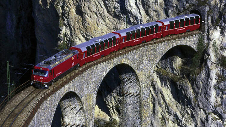 Rhaetian railway in the Albula / Bernina